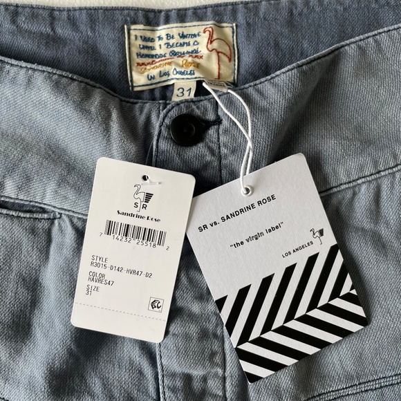 #41 SANDRINE ROSE by Free People French Worker Wide Leg Size 31 Light Wash Jeans - Picture 9 of 14